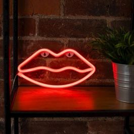 Forever Lámpara Neon LED Lips Red - Decoración Iluminación LED para Pared, USB o Pilas AA