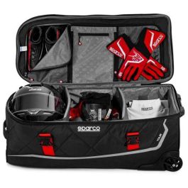 Sparco S016437NRSI Bolsa de Kit de Viaje Tour, Grande, con Ruedas y Asa Retráctil, 142L, Poliéster Resistente al Agua, Negro-Plata Sparco S016437NRSI Bolsa de Kit de Viaje Tour, Grande, con Ruedas y Asa Retráctil, 142L, Poliéster Resistente al Agua, Negro-Plata