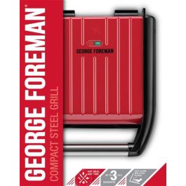 George Foreman 25030-56 Grill Eléctrico Compact Rojo, Placas Antiadherentes, Elimina hasta 42% de Grasa