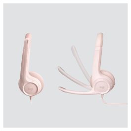 Logitech H390 Auriculares con Micrófono con Cancelación de Ruido, USB-A, Supraaurales, Diadema, Color Rosa