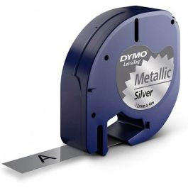 Cinta Laminada para Rotuladoras Dymo 91208 LetraTag® Negro Plata 12 mm (10 Unidades)