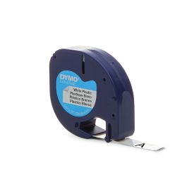 Dymo cinta 91201, negro sobre blanco, de 12mmx4m, de plástico. rotuladora letratag