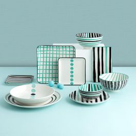 Bandeja Cuadrada Porcelana Zigzag Bidasoa 21x21 cm (12 Unidades)