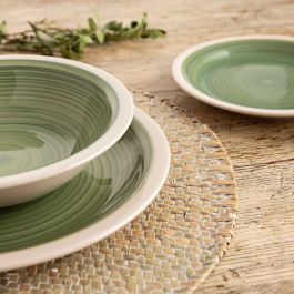 Quid Vajilla Cerámica Calypso Verde 18 Piezas para 6 Personas, Decorada y Pintada a Mano, Apta Lavavajillas y Microondas, Apilable Quid Vajilla Cerámica Calypso Verde 18 Piezas para 6 Personas, Decorada y Pintada a Mano, Apta Lavavajillas y Microondas, Apilable