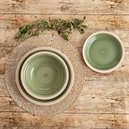 Quid Vajilla Cerámica Calypso Verde 18 Piezas para 6 Personas, Decorada y Pintada a Mano, Apta Lavavajillas y Microondas, Apilable Quid Vajilla Cerámica Calypso Verde 18 Piezas para 6 Personas, Decorada y Pintada a Mano, Apta Lavavajillas y Microondas, Apilable