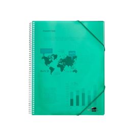 Liderpapel Carpeta A4 Escaparate con Espiral 80 Fundas Polipropileno Translúcido Rígida Verde