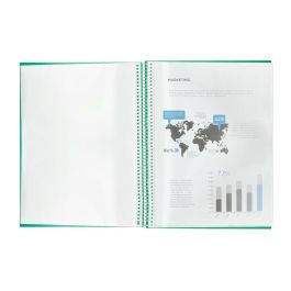 Liderpapel Carpeta A4 Escaparate con Espiral 80 Fundas Polipropileno Translúcido Rígida Verde
