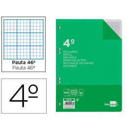 Recambio Liderpapel Cuarto 100 Hojas 60 gr-M2 Rayado Nº 46 6 Taladros Precio: 1.49999949. SKU: B1AF63PLBJ