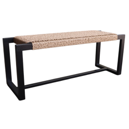 DKD Home Decor Descalzadora Banqueta Banco Boho Negra en Madera de Teca y Fibra Natural - 120 cm Ancho x 40 cm Fondo x 45 cm Alto Precio: 174.49999996. SKU: B12DJYCS5J