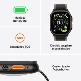 Apple Watch Ultra 3 Titanium Cellular 49mm Negro con correa Trail Loop negro/carbón vegetal S/M