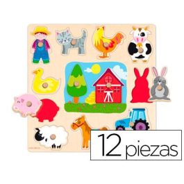 Puzzle encajable siluetas granja de madera goula 12 piezas 31x30x1.5 cm