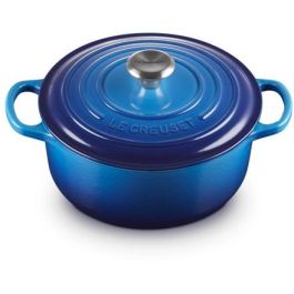 Le Creuset 21177202202430 Signature Bräter Redondo de Hierro Fundido con Tapa, 20 cm, Azure