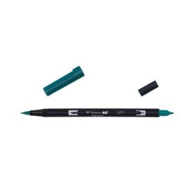 Tombow ABT-277 Rotulador Doble Punta Pincel Dual Brush, Punta Fina y de Pincel, Color Dark Green, Tinta Base Agua