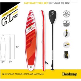 Bestway 65343 - Tabla Paddle Surf Hinchable Fastblast Tech Set Hydro-Force, 381 cm, Incluye Remo y Mochila Bestway 65343 - Tabla Paddle Surf Hinchable Fastblast Tech Set Hydro-Force, 381 cm, Incluye Remo y Mochila