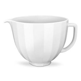 Kitchenaid 5KSM2CB5PWS Bol de Cerámica Blanco, Ligero, Apto Microondas, Horno y Congelador, con Pico Vertedor y Asa