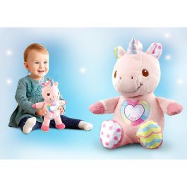 V-Tech 80-528122 Unicornio Cantarín Peluche Interactivo Español Bebés +3 Meses - Aprende Colores, Música y Primeras Palabras, Texturas, Luminoso, Lavable