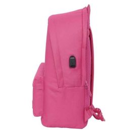 Safta Mochila Doble para Portátil 15,6"+USB Munich Básicos Fucsia 31x44x18 cm