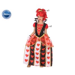 Disfraz Reina de Corazones Niña Infantil 7-9 Años Multicolor Vestido y Corona Fantasía Polyester