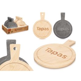 Kinvara Tabla Redonda de Bambú y Pizarra Dec Tapas, 14 cm diámetro, 19 cm largo total, 1 cm alto, Colores Negro y Madera. (48 Unidades) Precio: 73.94999942. SKU: S3602384