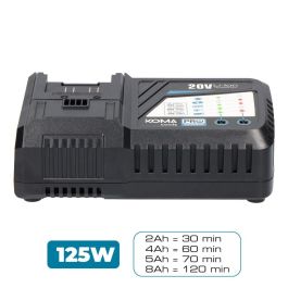Koma Tools Cargador Rápido 20V-CB125 125W 20V 5A para Baterías 2.0Ah-8.0Ah con Indicador, Pro Series - Cargador para Herramientas Eléctricas Precio: 40.79000024. SKU: S7903578