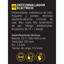 Kiwi Set Destornillador Eléctrico Inalámbrico con 15 Accesorios - 21 x 16 x 8.5 cm (5 Cajas) Kiwi Set Destornillador Eléctrico Inalámbrico con 15 Accesorios - 21 x 16 x 8.5 cm (5 Cajas)