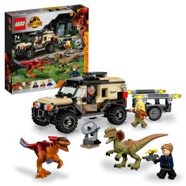 LEGO 76951 Jurassic World Transporte de Pyroraptor y Dilophosaurus, dinosaurios con buggy todoterreno, edades 7