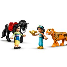 LEGO 43208 Disney Princess Las aventuras de Jasmine y Mulan, juguete de construcción, minimuñecas, figuras de caballos y tigres