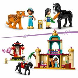 LEGO 43208 Disney Princess Las aventuras de Jasmine y Mulan, juguete de construcción, minimuñecas, figuras de caballos y tigres