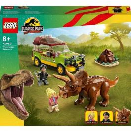 LEGO Jurassic Park 76959 Coche de juguete con figura de dinosaurio en busca del Triceratops