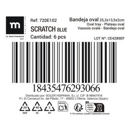 La Mediterranea Bandeja Oval Scratch Blue 25.3 cm x 13.5 cm x 2 cm (12 Unidades)