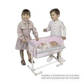 Decuevas Cuna regulable "Duerme conmigo" para muñecas de hasta 48 cm. Cuna de juguete de metal, plástico y poliéster