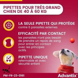 ADVANTIX 4 pipetas antiparasitarias - Para perros muy grandes de 40 a 60 kg - 4 x 6 ml ADVANTIX 4 pipetas antiparasitarias - Para perros muy grandes de 40 a 60 kg - 4 x 6 ml