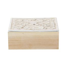 Juego de Cajas Decorativas Alexandra House Living Blanco Marrón Madera 2 Piezas