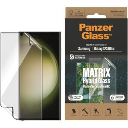 PanzerGlass MATRIX Protector de Pantalla para Samsung Galaxy S23 Ultra UWF PET-Film AB wA con AlignerKit Antibacteriano Transparente