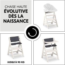 Hauck Trona Evolutiva BETA+ de Madera FSC con Arnés 5 Puntos y Ruedas - De 6 Meses a 90 kg - Blanco