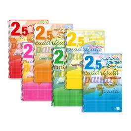 Liderpapel Cuaderno espiral folio pautaguia tapa dura 80 hojas 75 gr cuadro pautado 2,5mm con margen colores surtidos