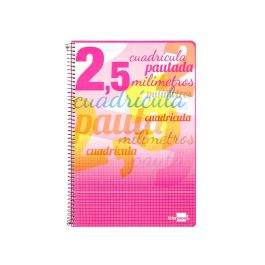 Liderpapel Cuaderno espiral folio pautaguia tapa dura 80 hojas 75 gr cuadro pautado 2,5mm con margen colores surtidos