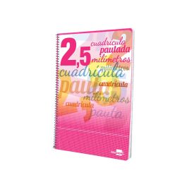 Liderpapel Cuaderno espiral folio pautaguia tapa dura 80 hojas 75 gr cuadro pautado 2,5mm con margen colores surtidos