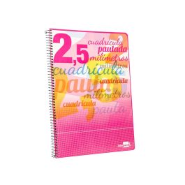 Liderpapel Cuaderno espiral folio pautaguia tapa dura 80 hojas 75 gr cuadro pautado 2,5mm con margen colores surtidos