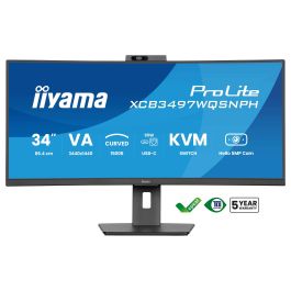 Iiyama Monitor XCB3497WQSNPH-B1 Curvo VA UWQHD 34'' Cámara 5MP Windows Hello KVM USB-C 95W