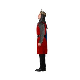 Disfraz Rey Medieval Hombre Adulto Talla XXL con Capa Azul. Incluye Capucha, Túnica y Cinturón de Polyester para Carnaval y Fiestas Temáticas.