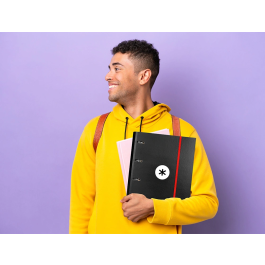 Antartik Carpeta con recambio A4 cuadro 5mm forrada 4 anillas 40mm redondas con solapa color negro