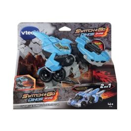 VTECH Switch & Go Dinos Fire Lazor, Súper Velociraptor Transformable a Coche de Carreras con Proyección y Pantalla LCD, +4 años