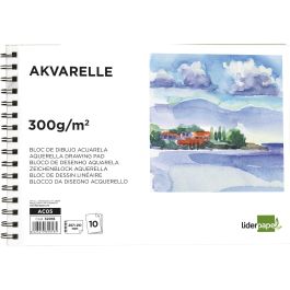 Bloc Dibujo Liderpapel Acuarela Espiral 297x210 mm 10 Hojas 300 gr-M2 Sin Recuadro 4 unidades