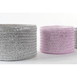 DKD Home Decor Cesta Set de 3 Piezas Rosa Gris 27 x 27 x 17 cm