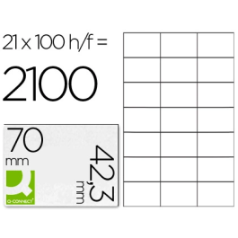 Q-connect KF10649 Etiquetas Adhesivas 70x42.3 mm para Ink-jet, Láser, Fotocopiadora Din A4 Caja 100 Hojas Precio: 8.68999978. SKU: B13F8LKH3G