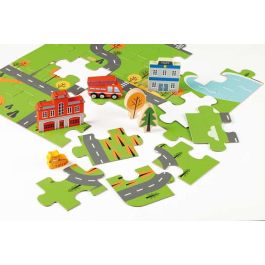 Ciudad bloques madera 55 pcs + puzzle