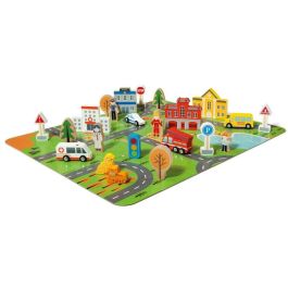 Ciudad bloques madera 55 pcs + puzzle