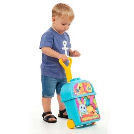 Carrito maleta trolley azul con 20 bloques.