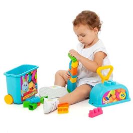 Carrito maleta trolley azul con 20 bloques.